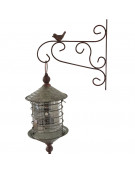 Set potence et lanterne Oiseau fer 57x35cm