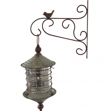 Set potence et lanterne Oiseau fer 57x35cm