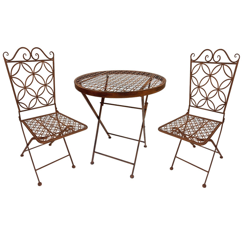 Ensemble table et 2 chaises en fer
