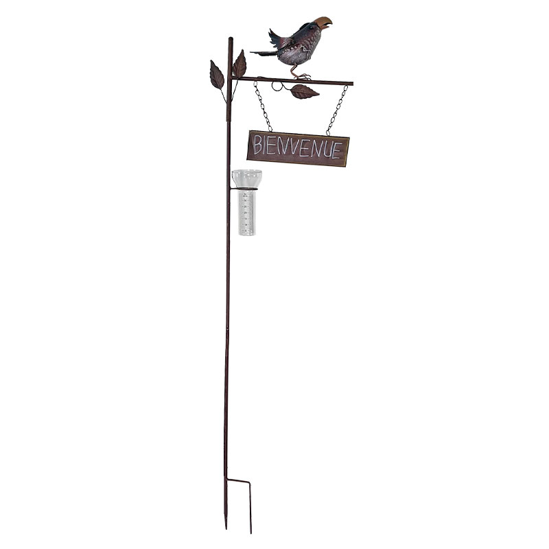 Pluviomètre oiseau "BIENVENUE" 36x15x136cm