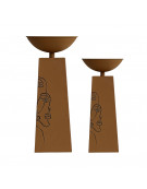 Ensemble 2 vases colonnes fer rouille