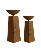 Ensemble 2 vases colonnes fer rouille