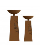 Ensemble 2 vases colonnes fer rouille