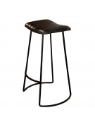 Tabouret en cuir avec pieds en fer 50x43x76cm