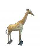 Couple statut girafe fer plein 17x46x190cm