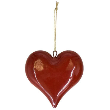 Suspension déco cœur rouge 16x5x16cm