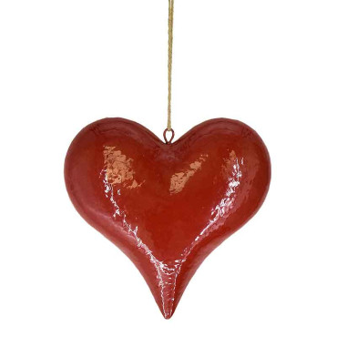 Suspension déco grand cœur rouge 30x8x30cm