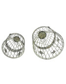 Set 2 cages rondes suspendues vert patiné 19x40cm