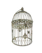 Set 2 cages rondes suspendues vert patiné 19x40cm