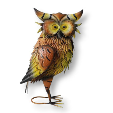Figurine hibou plume de feu 20x13x37cm