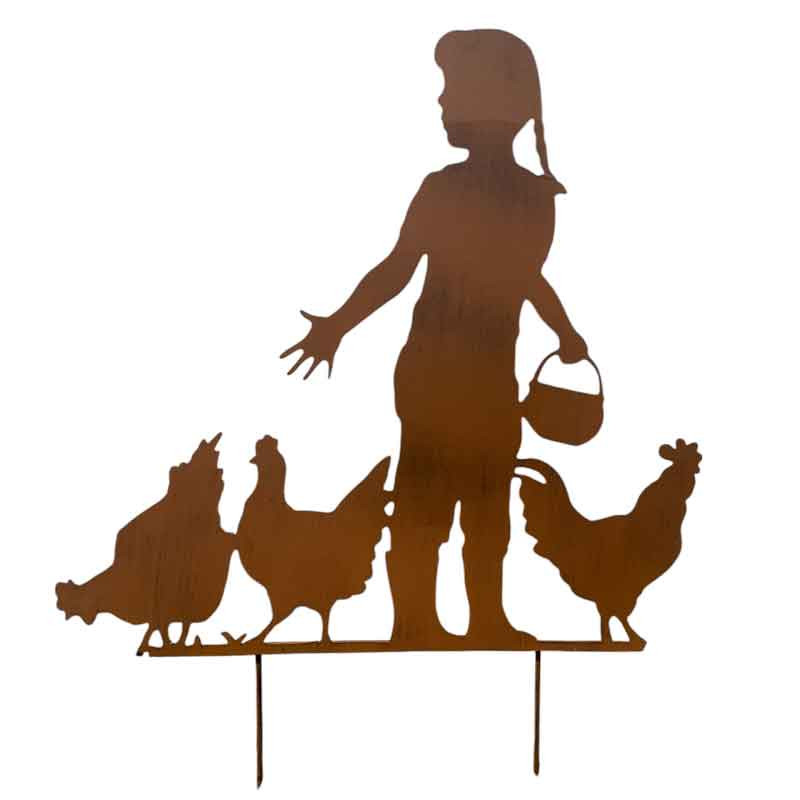 Silhouette fillette basse court 109x1x134cm