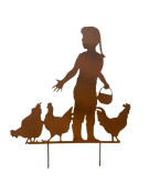Silhouette fillette basse court 109x1x134cm