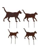 Ensemble 4 piquets jardin chat 19x21cm