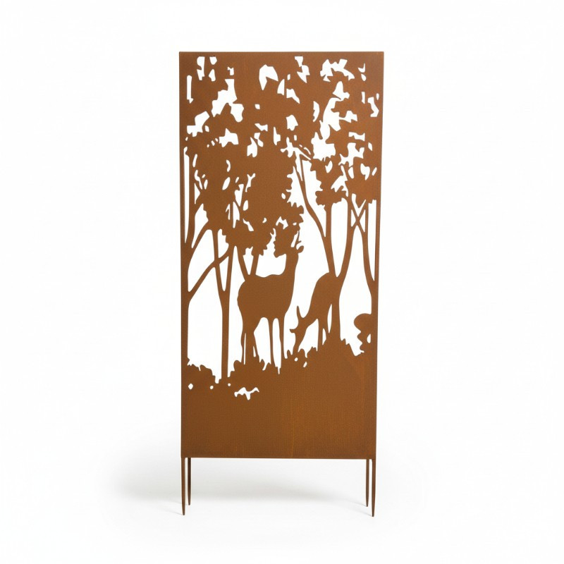 Treillage forêt enchantée couple chevreuils 60x10x140cm