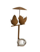 Pluviomètre couple d'oiseau 13x11x110cm