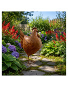 Statuette poule fer 14x7x20cm