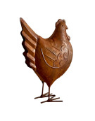 Statuette poule fer 14x7x20cm