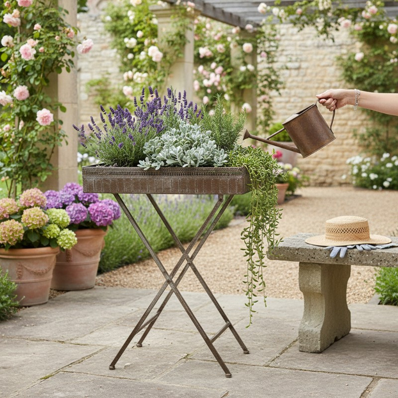 Jardinière sur pied fer 51x31x62cm