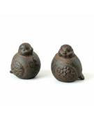 Ensemble 2 oiseaux en fonte 6x6x7cm