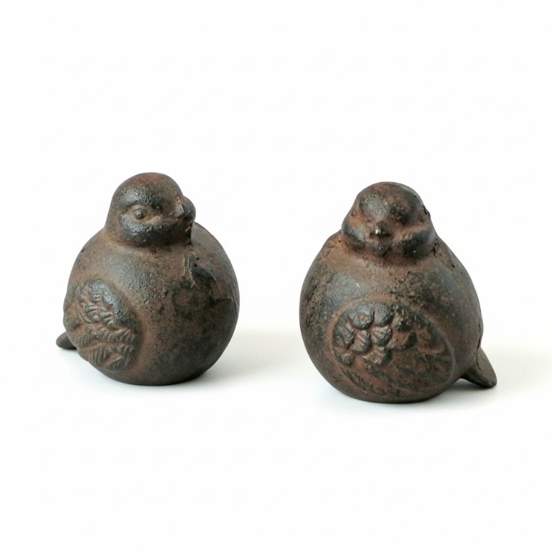Ensemble 2 oiseaux en fonte 6x6x7cm