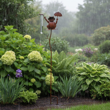 Pluviomètre grenouille parapluie 22x12x100cm