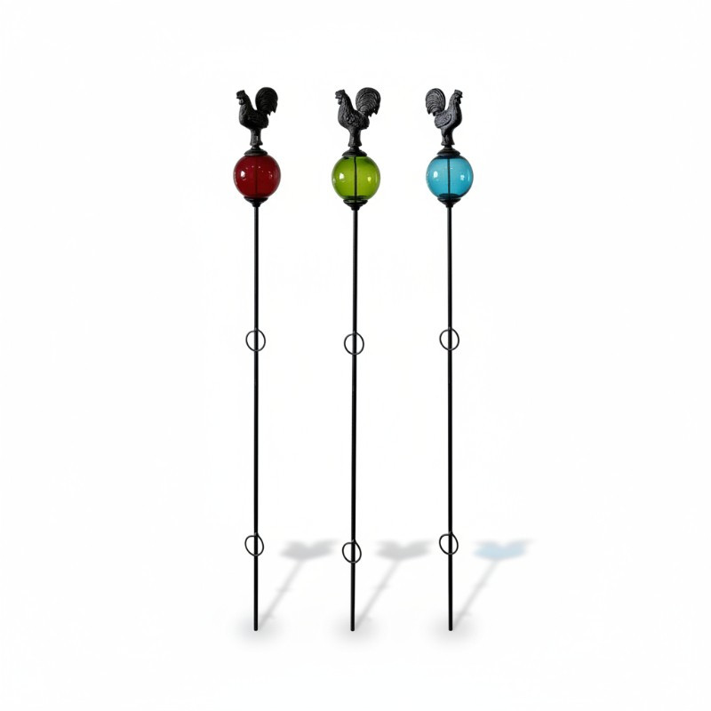 Ensemble 3 tuteurs boule poule 8Xx135cm