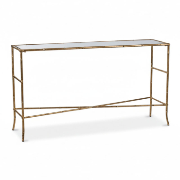 Console métal or plateau verre 76x34x144cm