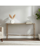 Console métal or plateau verre 76x34x144cm