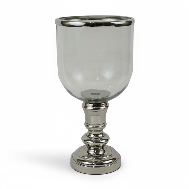 Grand photophore verre argent 18x18x10cm