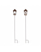 Set 2 tuteurs oiseaux fer 13x117cm