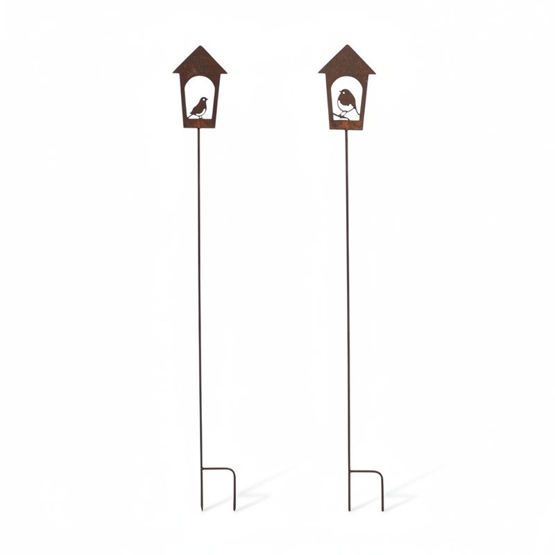 Set 2 tuteurs oiseaux fer 13x117cm