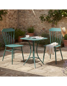 Ensemble table et 2 chaise en fer vert 60x60x71cm