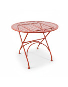 Ensemble table et 2 chaises en fer rouge