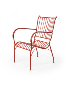 Ensemble table et 2 chaises en fer rouge