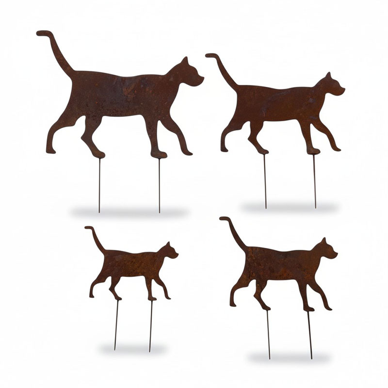 Ensemble 4 piquets jardin chat 19x21cm