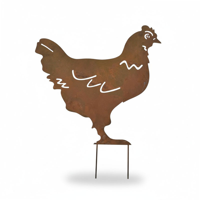 Silhouette jardin poule 36x1x48cm
