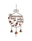 Cloche carillon Bienvenue au jardin 27x6x80cm