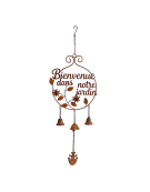 Cloche carillon Bienvenue au jardin 27x6x80cm