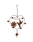Cloche carillon coeur oiseau 33x6x71cm