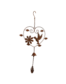Cloche carillon coeur oiseau 33x6x71cm