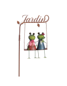 Tuteur couple de grenouilles Jardin 12x6x58cm