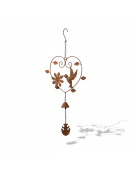 Cloche carillon coeur oiseau 33x6x71cm