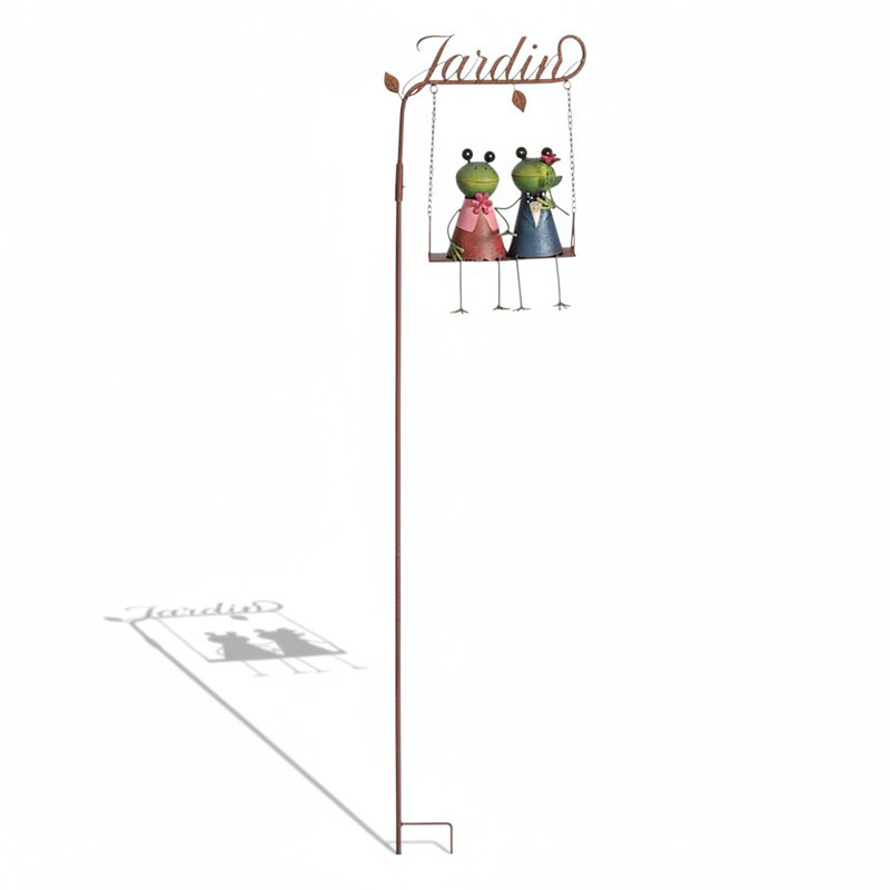 Tuteur couple de grenouilles Jardin 12x6x58cm