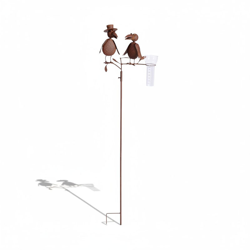 Pluviomètre couple d'oiseaux 11x9x50cm