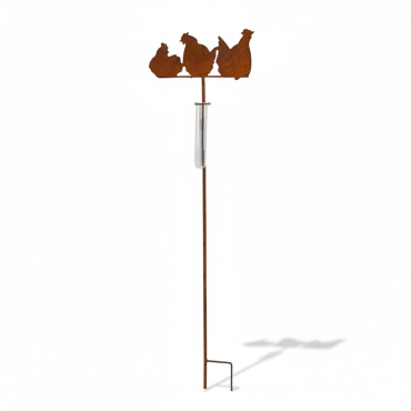 Pluviomètre jardin poules 28x1x105cm