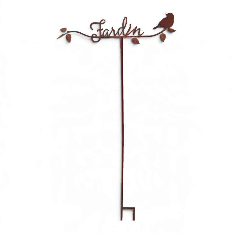 Tuteur Jardin Oiseau en Fer Rouillé 56x06x122 cm