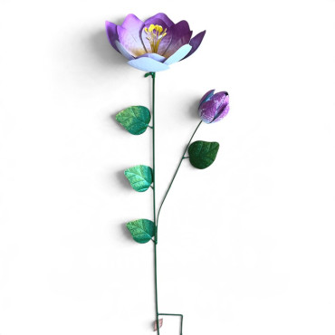 Tuteur fleur rose 11x9x41cm