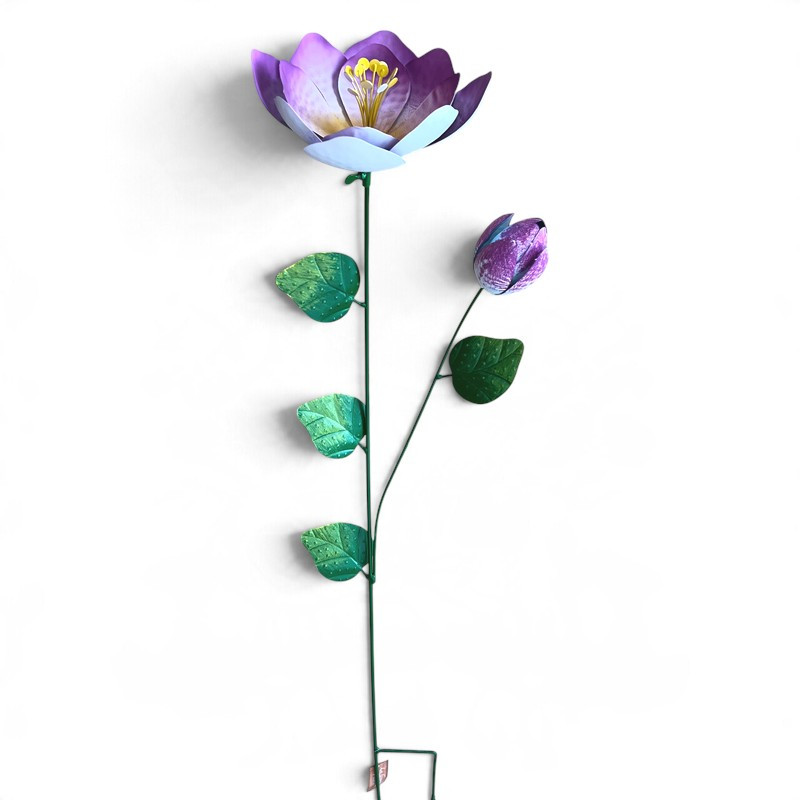 Tuteur fleur rose 11x9x41cm