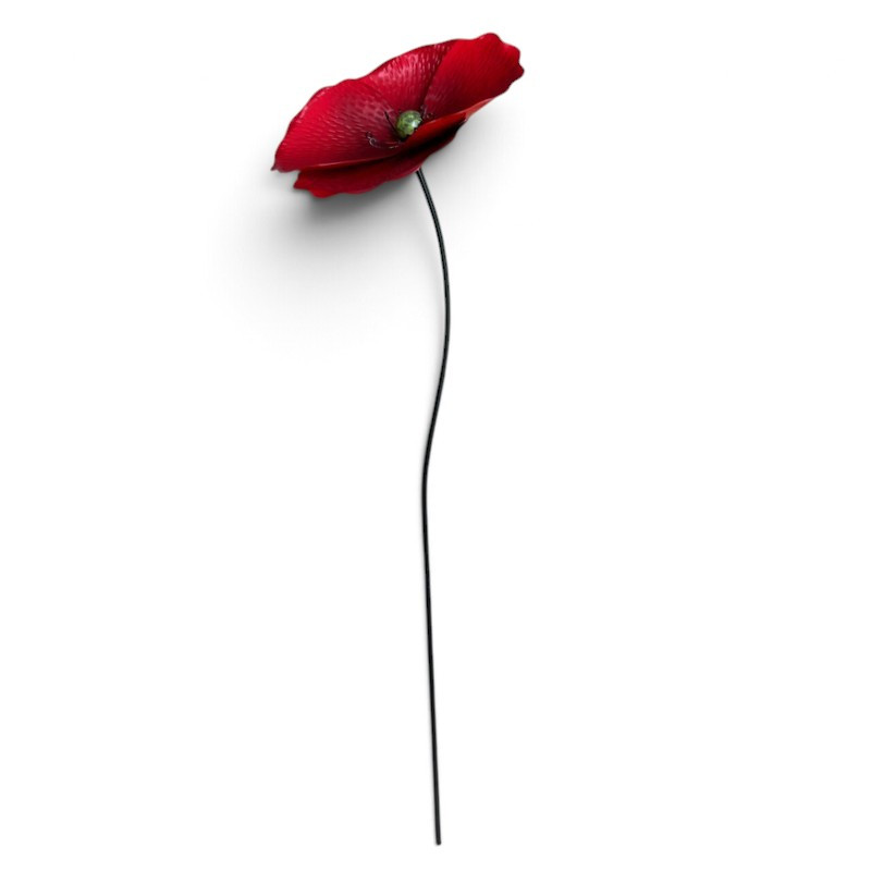Tuteur jardin grande fleur rouge 28x28x127cm