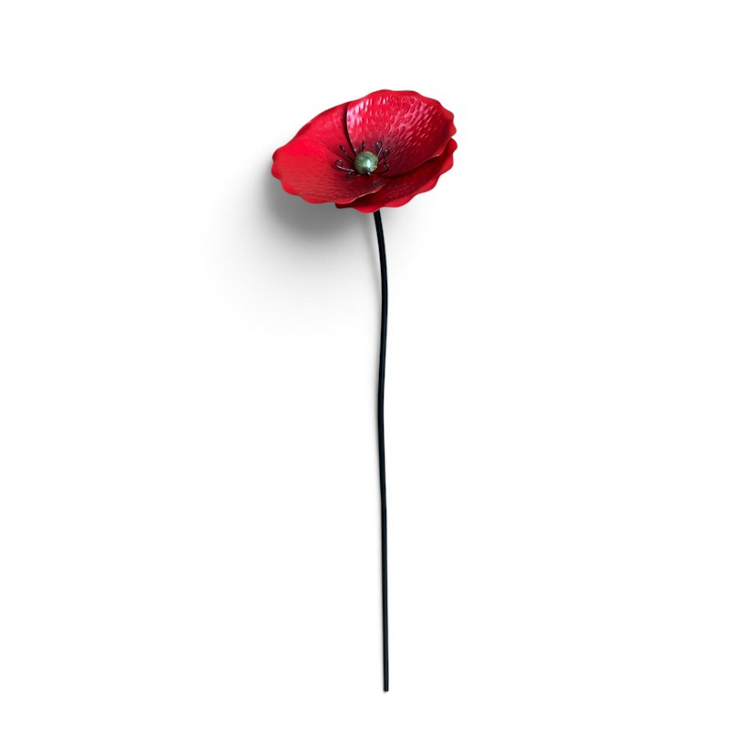 Tuteur jardin petite fleur rouge 18x18x87cm